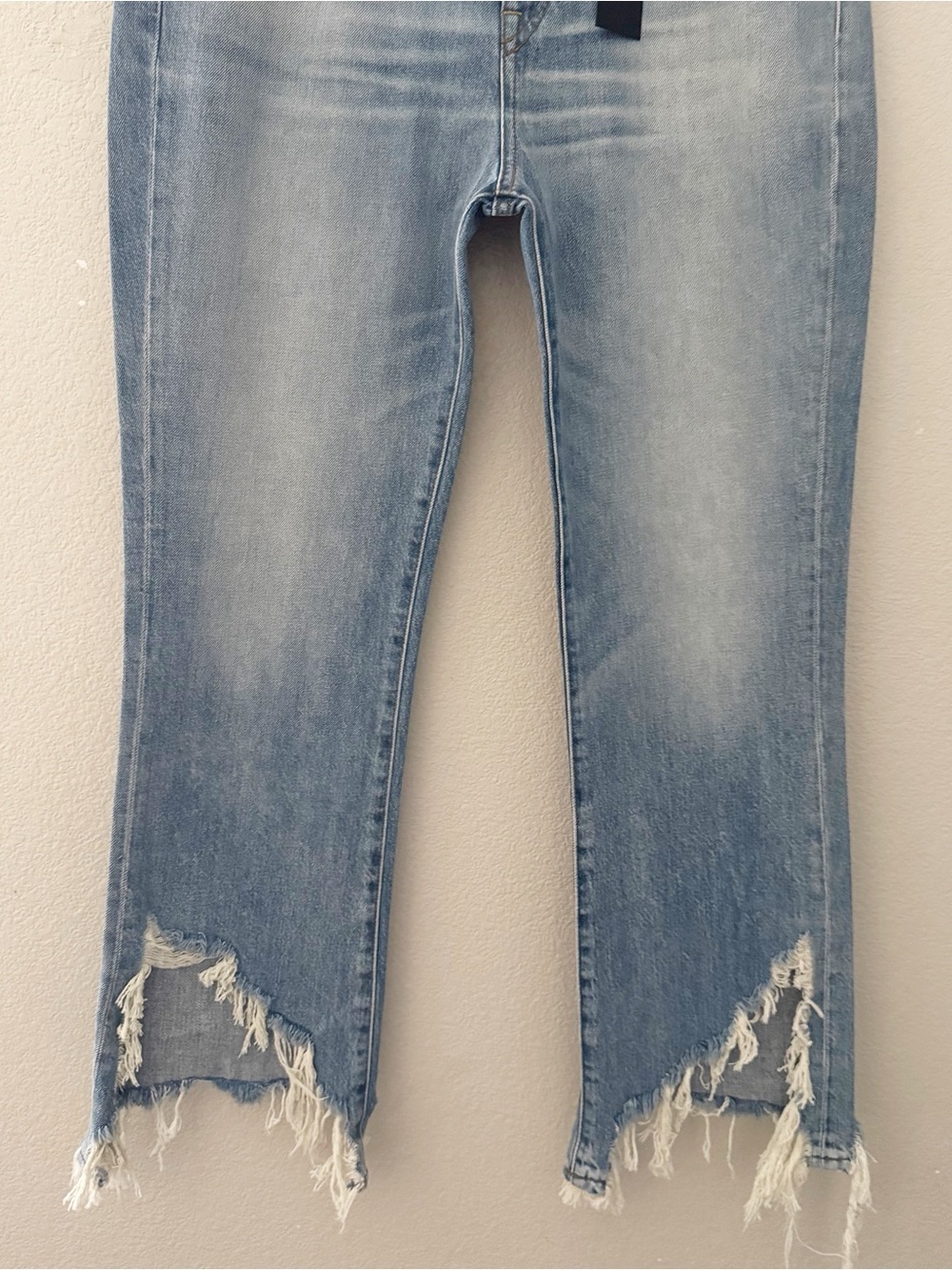 R13 Kick Fit Torn Straight Jeans 30 Mason Blue Denim Raw Hem Minimalist NWT - Picture 10 of 16